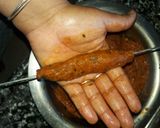 A picture of step 3 of Seekh kabab.