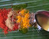 A picture of step 2 of Meen Pollichathu - Kerala special.