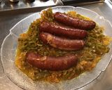 Une image de l'étape 14 de Saucisses fumées à la compotée d oignons et poivrons verts,citrons confits aux épices indiennes.