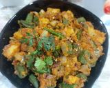 A picture of step 7 of Achary masala ladyfingers potato.