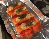 Une image de l'étape 8 de Pavé de saumon au thym frais,tomates et citron vert (riz Halloween).