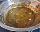A picture of step 4 of Punjabi thali (chole with rice, creamy Palak paneer, spicy onion lachcha and refreshing lassi).