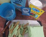 Foto langkah ke 1 dari resep Puding Roti Tawar Pandan Tiramisu.