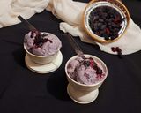 A picture of step 8 of Mulberry Ice cream with fresh cream.