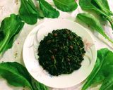 A picture of step 3 of Bengali style Shorshe Saag / Mustard Greens.