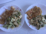 Pollo con avena y macarrones con brócoli 🥦
