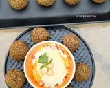 A picture of step 5 of Falafel and hummus.