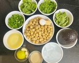 A picture of step 1 of Mediterranean Green Goddess Hummus.