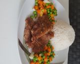 Mustáros tarja, párolt rizzsel, párolt zöldséggel recept fázis 3 fotója