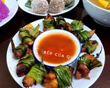 Hình bước làm 6 của món Gà nướng lá dứa kiểu Thái