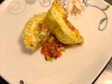 Easy Cheesey Spicy Jerk Egg Soufflé with peppers & bacon