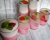 Puding Strawberry Susu layer Jelly Kelapa Muda ala khey langkah memasak 5 foto