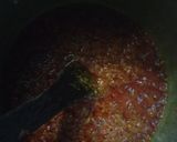 A picture of step 5 of Jollof rice,fried beef and vegetable.