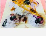 A picture of step 14 of Black berry Natural Ice-Cream with caramelized  Spun-Sugar.