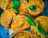 A picture of step 5 of Leftover paratha Patra (famous Gujarati dish).