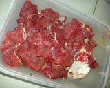 A picture of step 1 of Sweet and sour beef# my mum's contest #.