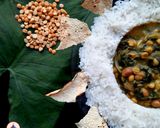 A picture of step 8 of Maharashtrian alu chi patal bhaji.