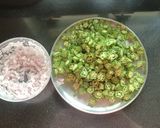 A picture of step 1 of Bhindi Masala.