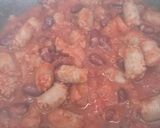 A picture of step 3 of Bangers beans and mash.
