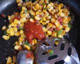 A picture of step 2 of Corn cheese open sandwich.