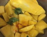 A picture of step 1 of Mambazha pulissery (Sour and Sweet Mango curry).