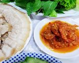 Hình bước làm 1 của món Cuốn bánh tráng thịt luộc, tôm chua