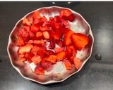 A picture of step 1 of Strawberry Lassi 🍓.