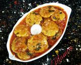 A picture of step 8 of Sindhi Besan tikki Curry.
