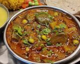 A picture of step 12 of Sole Vange Bhaji(Green Tuvar Brinjal Curry).