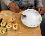 A picture of step 5 of Pinwheel sandwitches/Tricolour Sandwiches.