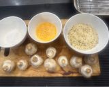 A picture of step 1 of Breaded Mushrooms - WOW and so good as starter or Veg option.