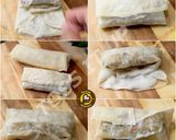 A picture of step 4 of Veg And Chicken Spring Rolls With Homemade Sheets Or Wraps Along With Spring Roll Sauce.