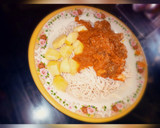 Spaghetti with stew n Irish potatoesmatakin girki1 hoto