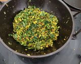 A picture of step 4 of Cheera Thoran (Spinach bhaji).