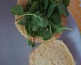 A picture of step 4 of My Hallumi Steak Burger on a seeded Brioch Bun ❤.