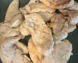 A picture of step 2 of Chicken Marsala: with mashed potatoes and garlic green beans.