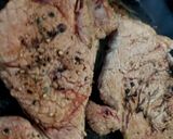 A picture of step 3 of My Peppered Rump Steak with chilli flavoured Mushroom + Onion 🥰.