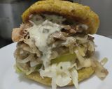 Foto del paso 18 de la receta: Arepa🫓rellena🥯de berenjena🍆tatemada, cebolla🧅caramelizada y pollo🍗🥙🥗