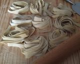 A picture of step 5 of Tagliatelle with Spinach and Almond Pesto.