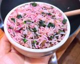 Hình bước làm 5 của món 🌱 Cơm Chiên Rau Dền Đỏ (Vegan)