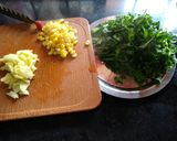 A picture of step 1 of Leafy Methi Saag with Corn.