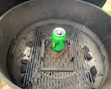 A picture of step 3 of Beer can Chicken on the Braai.