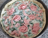 Foto del paso 5 de la receta: 🍽 🌿 Tarta con espinaca en salsa blanca, champiñones y jamón