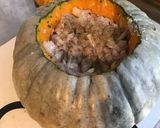 Une image de l'étape 5 de Purée de courge bernettine à la brousse corse,oignon de roscoff et persil.