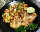 A picture of step 8 of Grilled Chicken Steak with Black Pepper and Apple Mango Salsa.