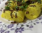 A picture of step 5 of Khandvi.
