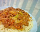 Foto langkah ke 4 dari resep Simple Spaghetti Bolognese with Green Tomatoes.