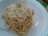 Spaghetti saus tuna dan telur