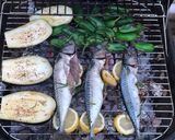 A picture of step 4 of Braai mackerel and scallops with padron peppers, aubergine and sweet corn.