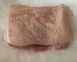 A picture of step 1 of Slow roasted belly pork,with buttered vegetables and apple puréed mash potato.